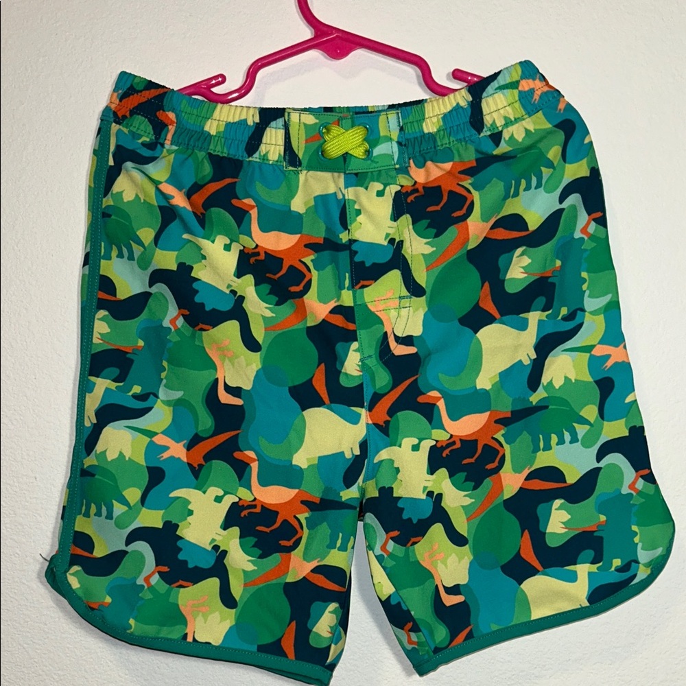 Wonder Nation Dinosaur Print Shorts - Green and Orange